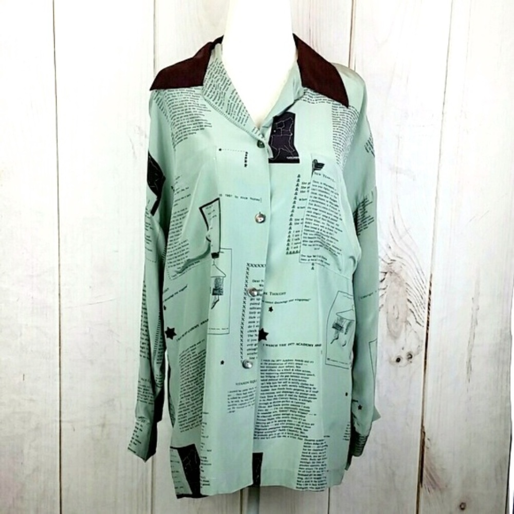 Vintage Silk Cygne Dianne B. Poetry Blouse